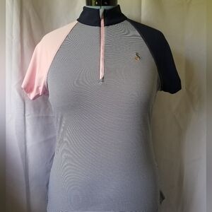Peter Miller- Women's Golf/Athletic Top- Size Medium- Strips- Blue,pink,white